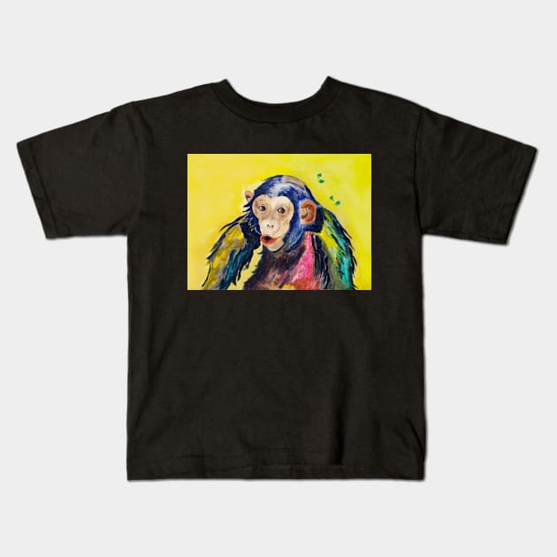 chimpanzee Kids T-Shirt by Chigurena